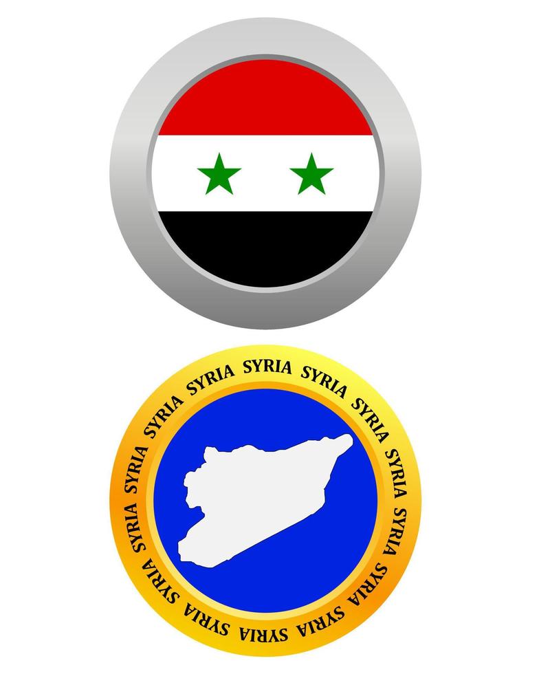 pulsante come un' simbolo Siria bandiera e carta geografica su un' bianca sfondo vettore