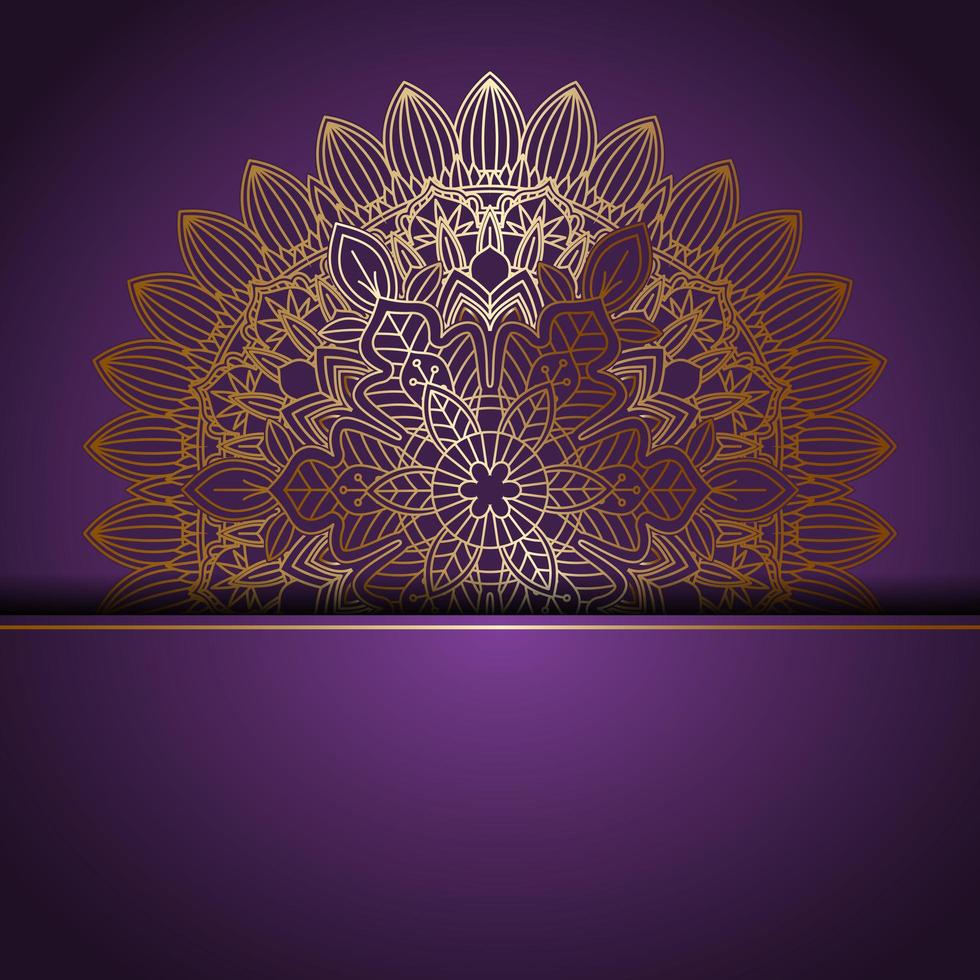 elegante design mandala oro su viola vettore