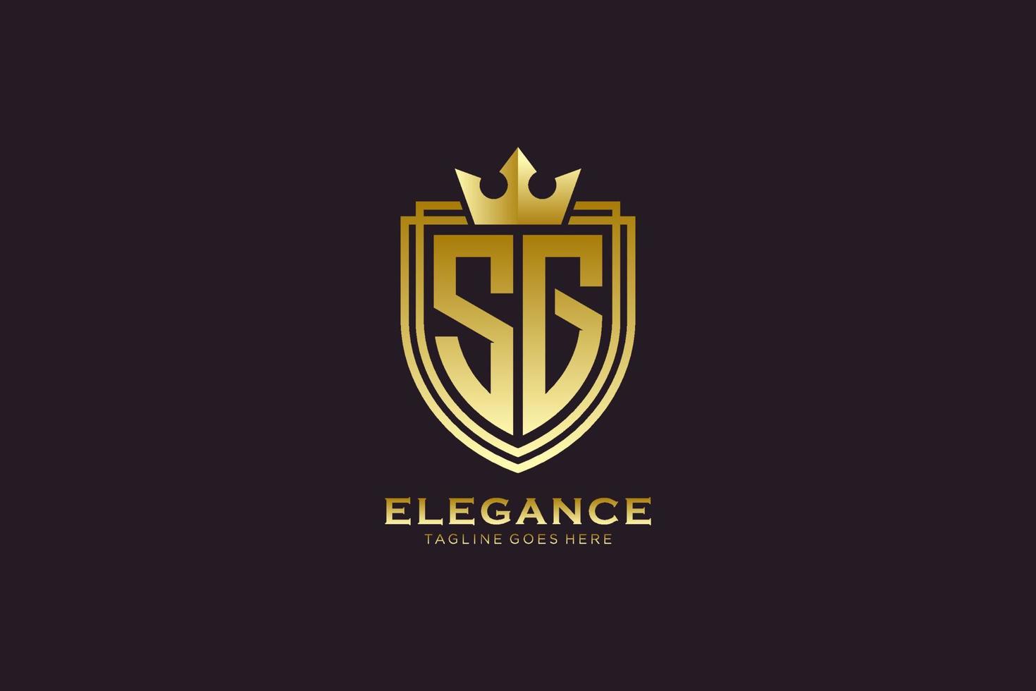 iniziale sg elegante lusso monogramma logo o distintivo modello con pergamene e reale corona - Perfetto per lussuoso il branding progetti vettore