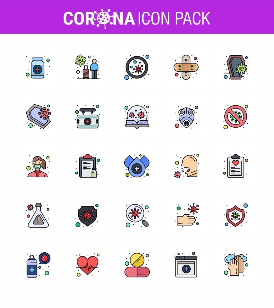 icon pack colorato coronavirus compresa la benda vettore