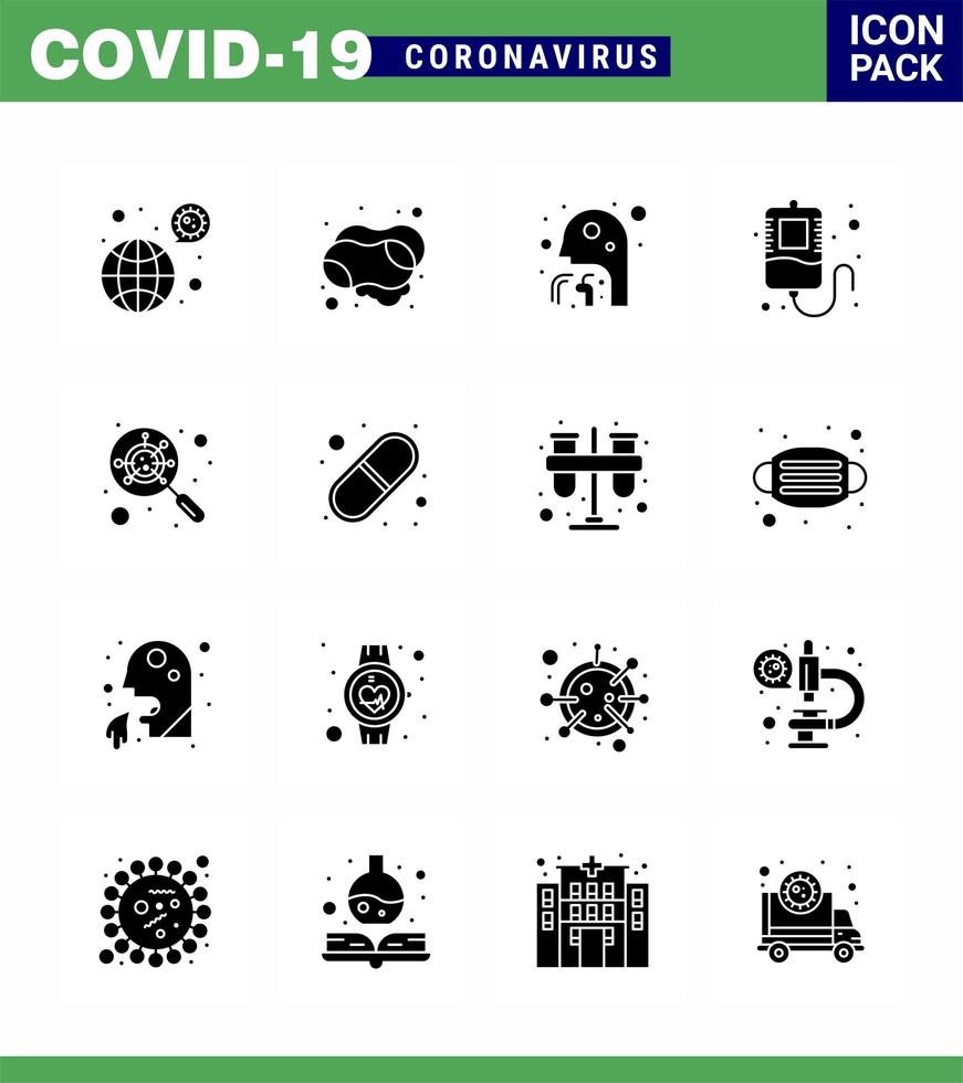 icon pack di coronavirus nero solido inclusa maschera vettore