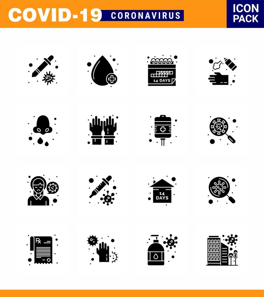 icon pack coronavirus 16 nero solido vettore