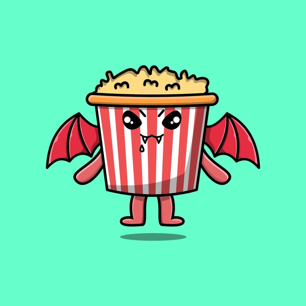 carino portafortuna cartone animato Popcorn personaggio come dracula vettore