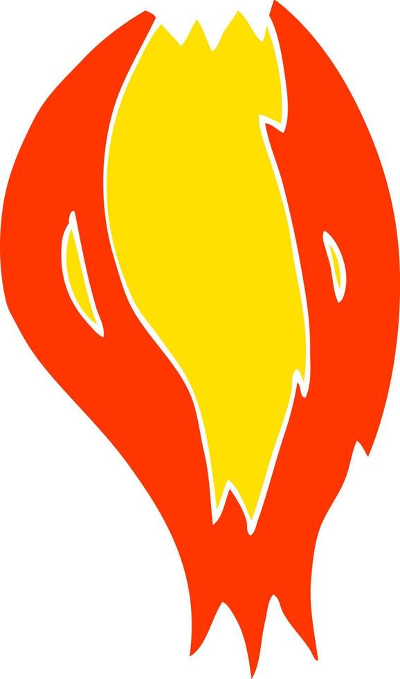 piatto colore illustrazione di un' cartone animato razzo nave fiamme vettore