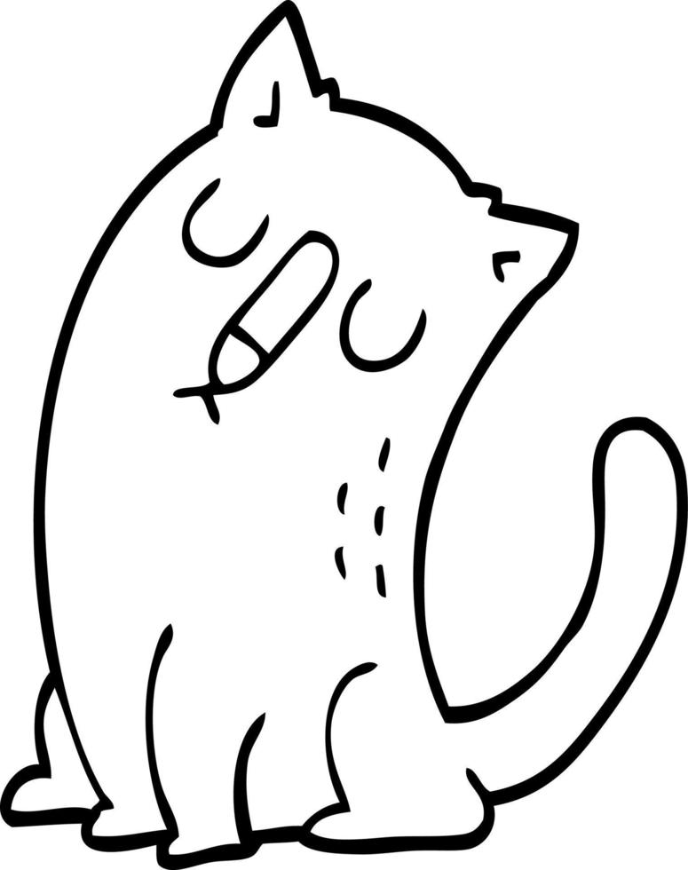 gatto divertente del fumetto di disegno a tratteggio vettore