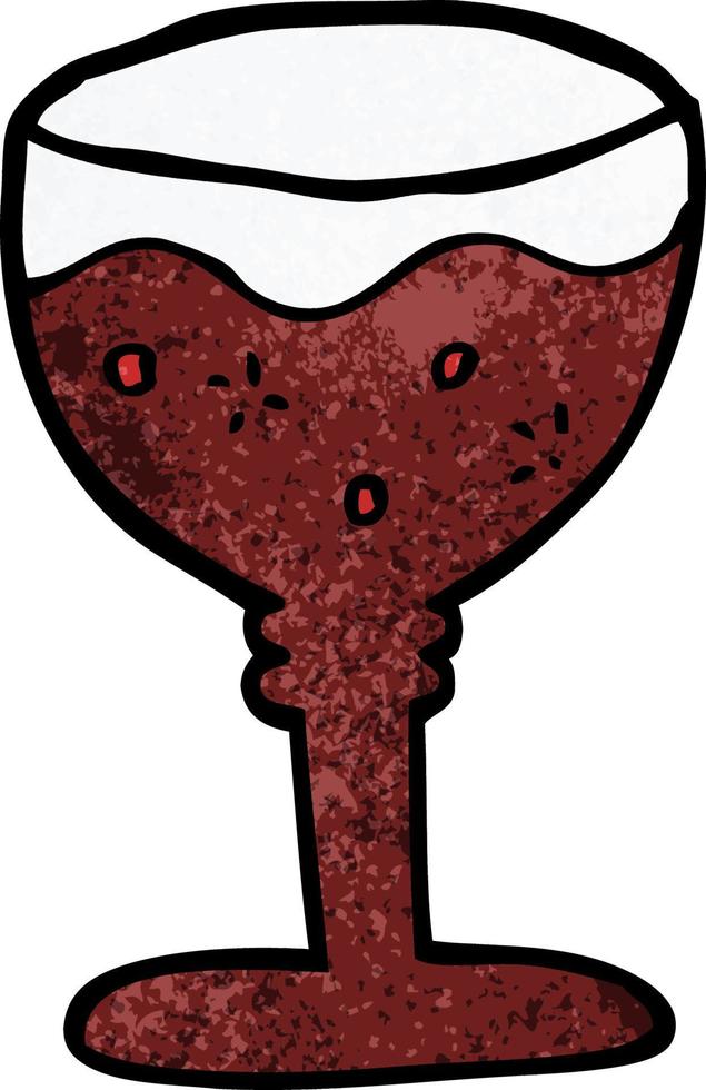 cartone animato doodle bicchiere di vino rosso vettore