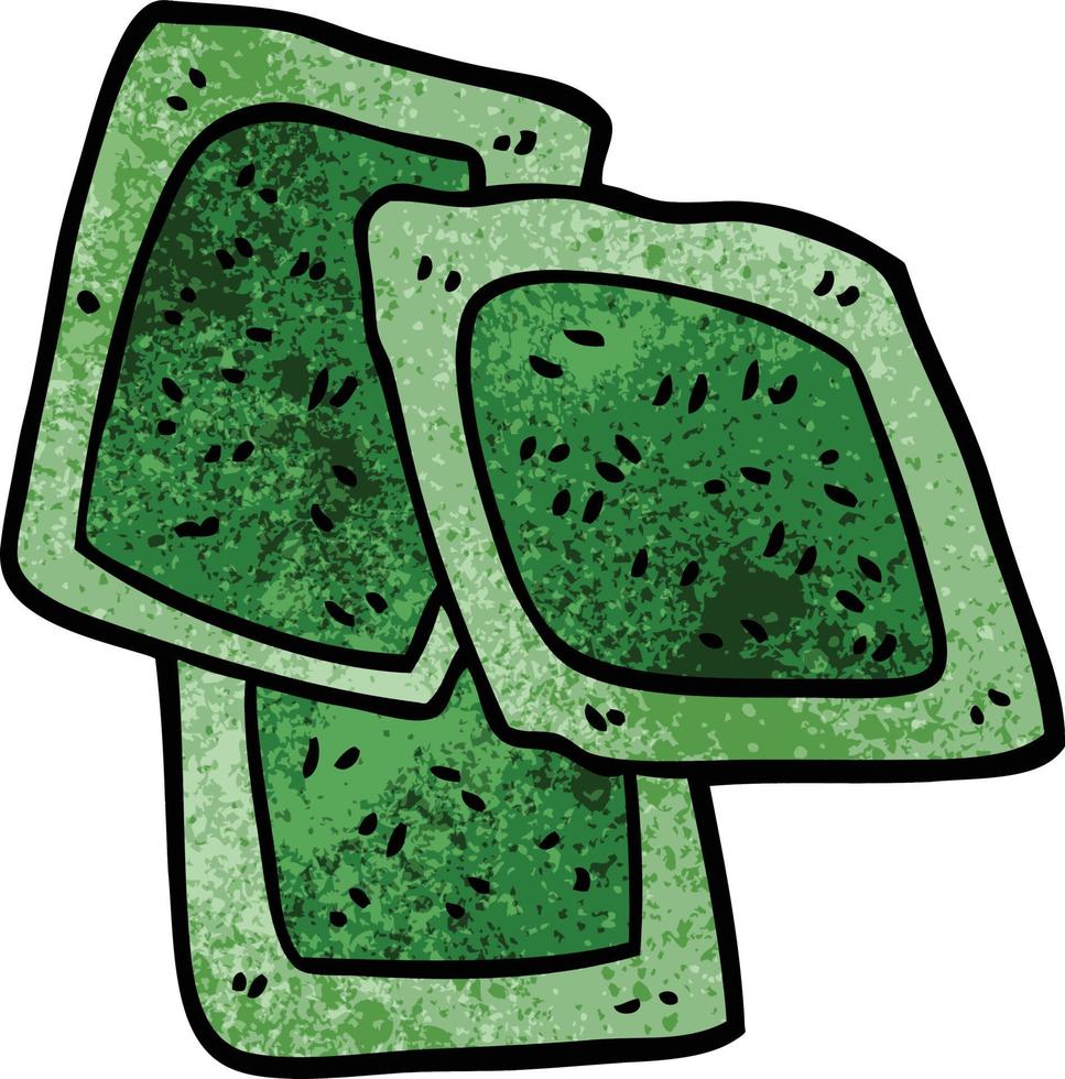 cartone animato scarabocchio verde tè vettore