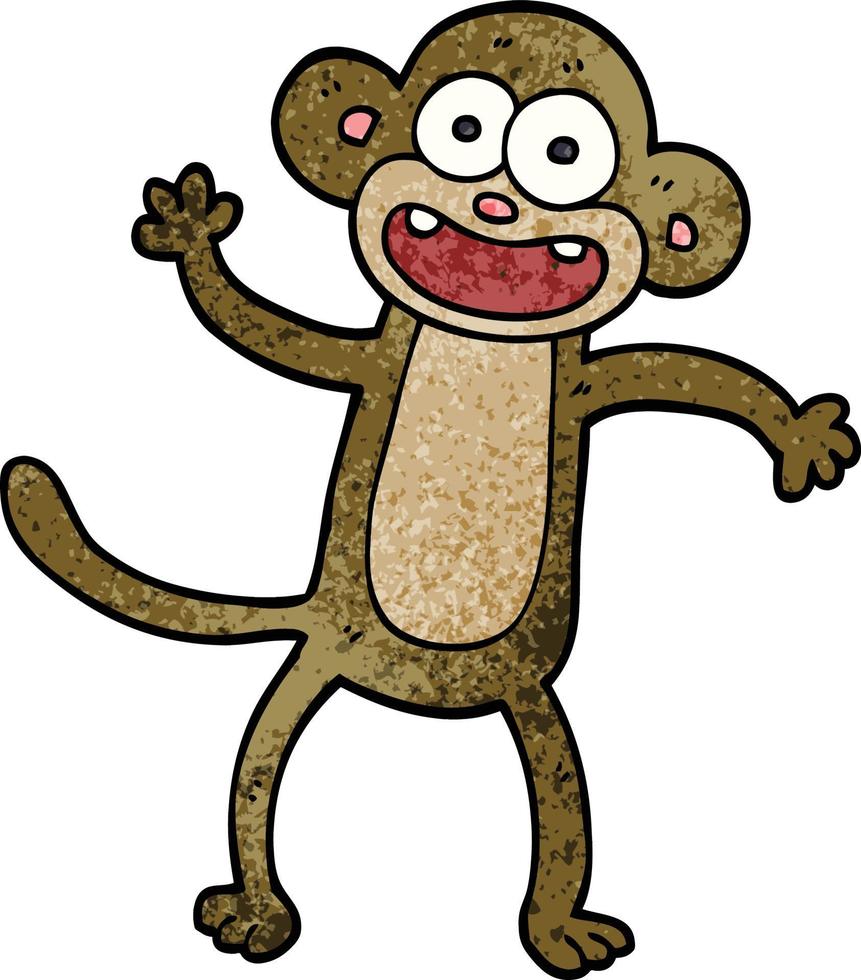 cartone animato scarabocchio agitando scimmia vettore