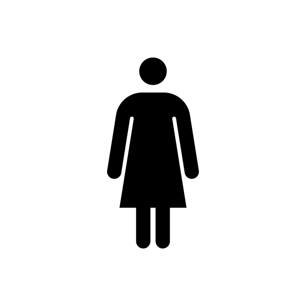 donna icona. femmina cartello per bagno. ragazza bagno pittogramma per bagno. vettore gabinetto simbolo isolato