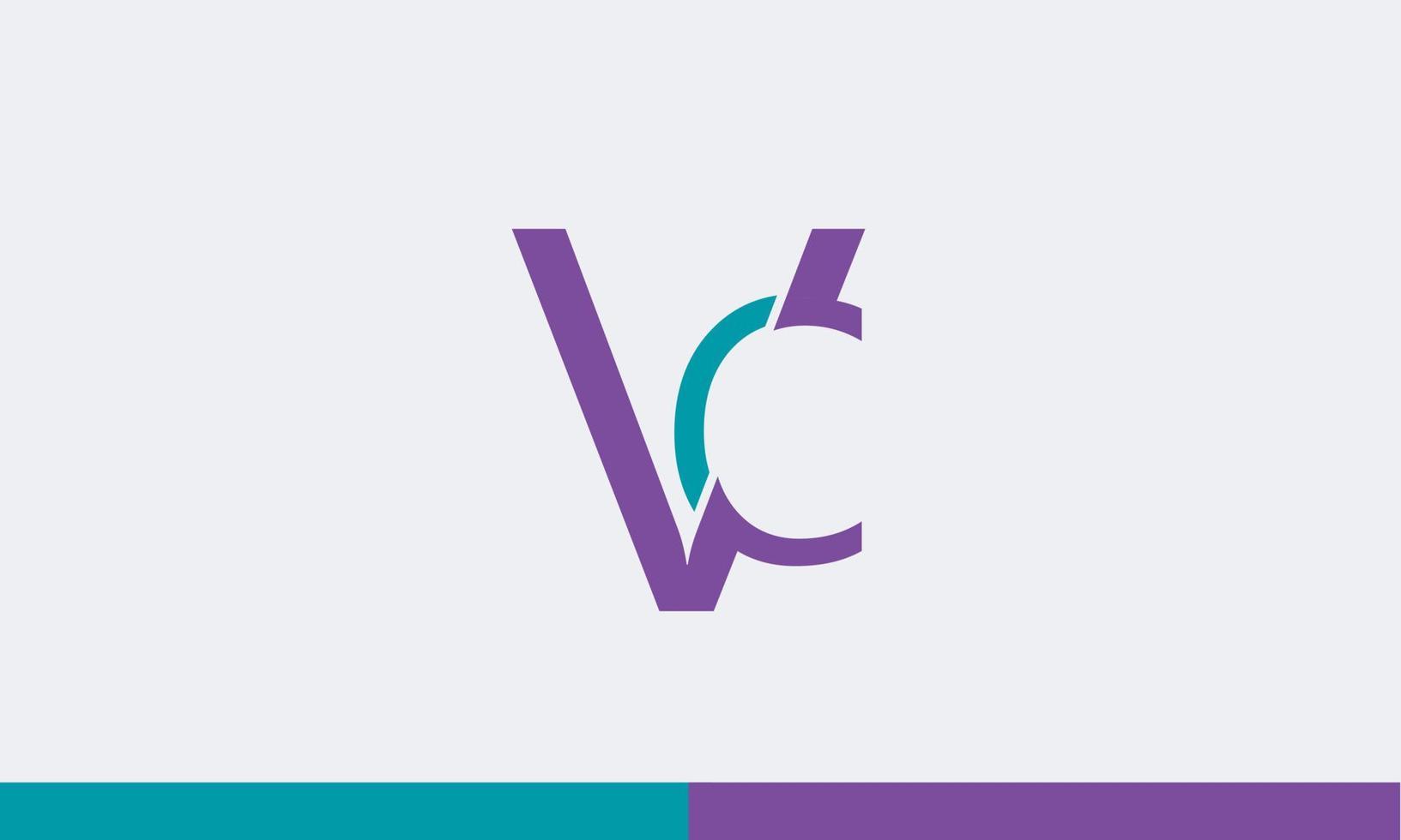 alfabeto lettere iniziali monogramma logo vc, cv, v e c vettore