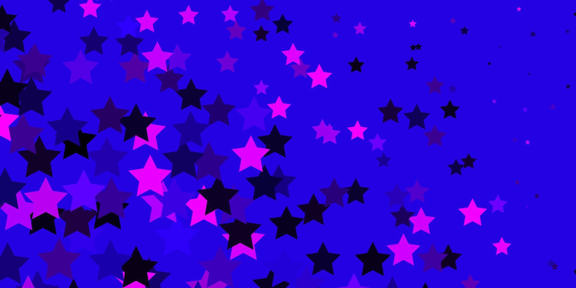 modello vettoriale viola scuro con stelle al neon.