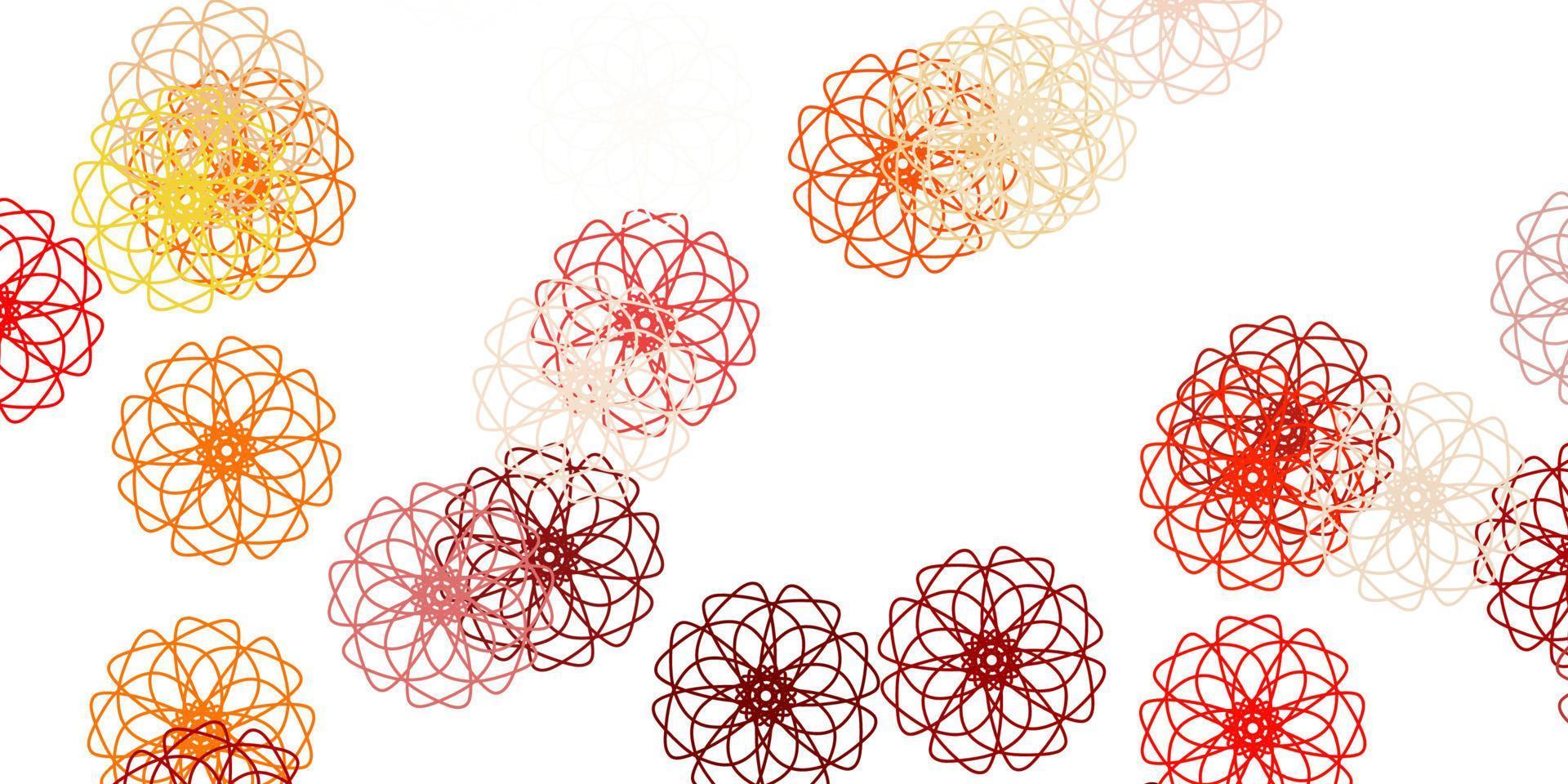 struttura di doodle vettoriale arancione chiaro con fiori.