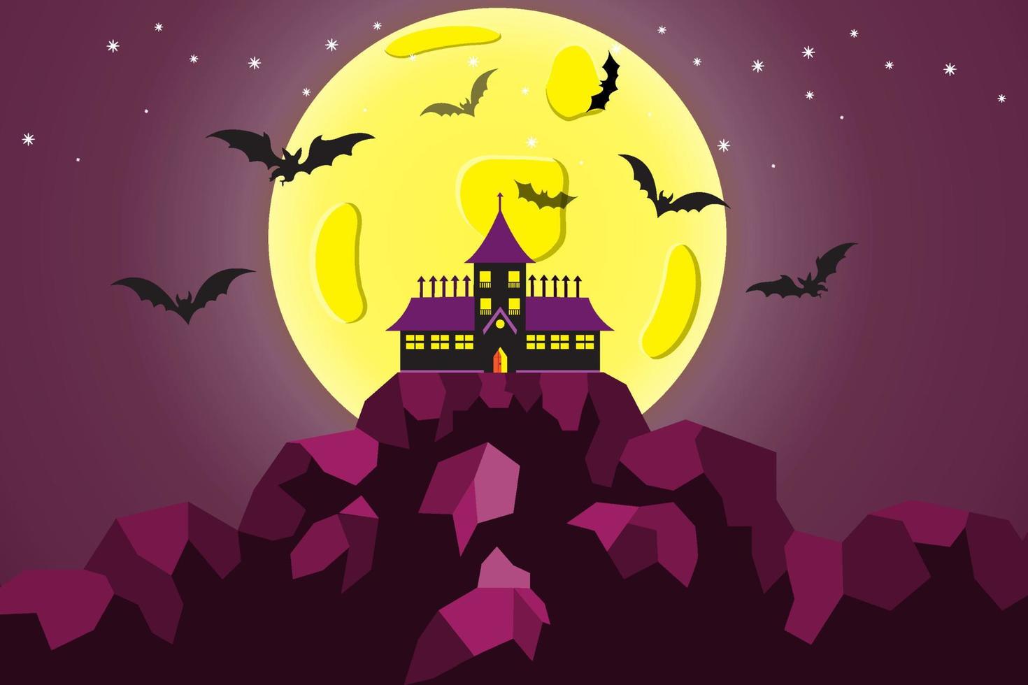 Halloween celebrazione con pieno Luna e pipistrelli nel ottobre vettore