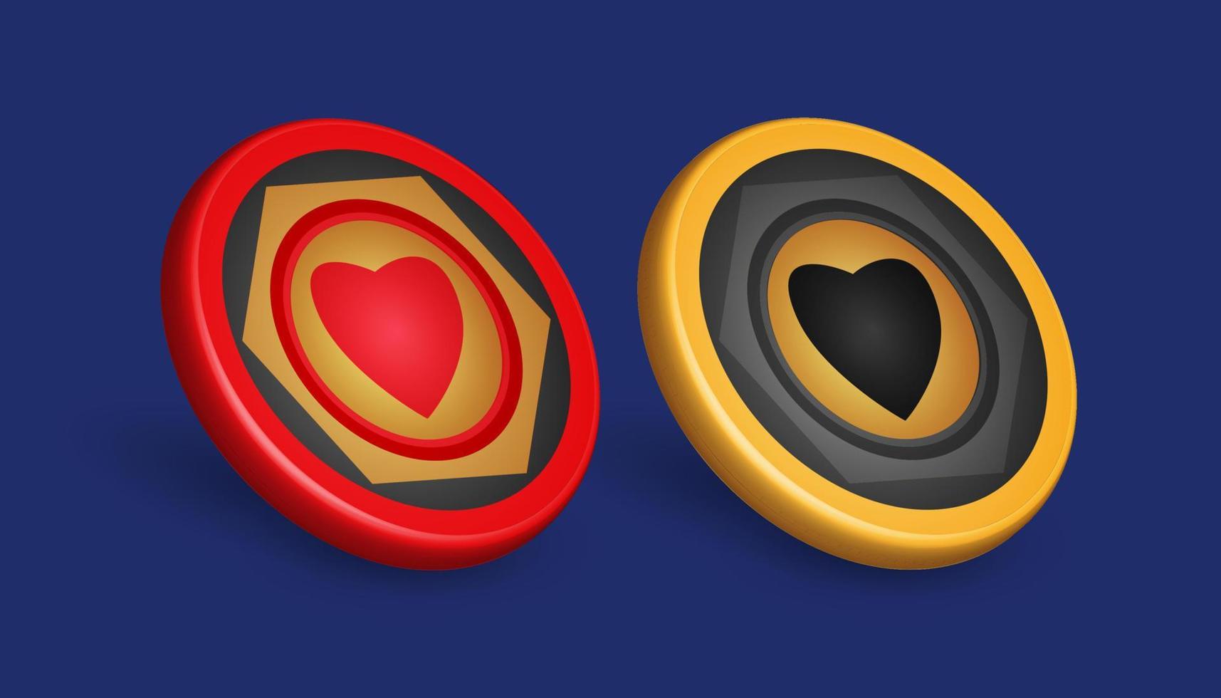oro e rosso poker patata fritta, con cuore simbolo, gioco design elemento, 3d vettore illustrazione