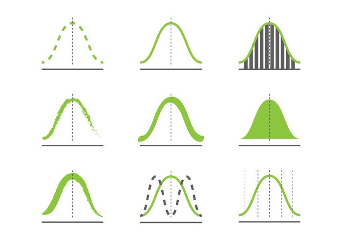 Icone di curva gaussiana vettore