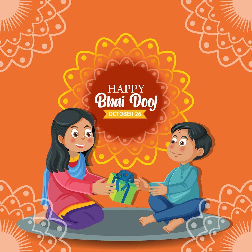 contento bhai dooj giorno manifesto design vettore