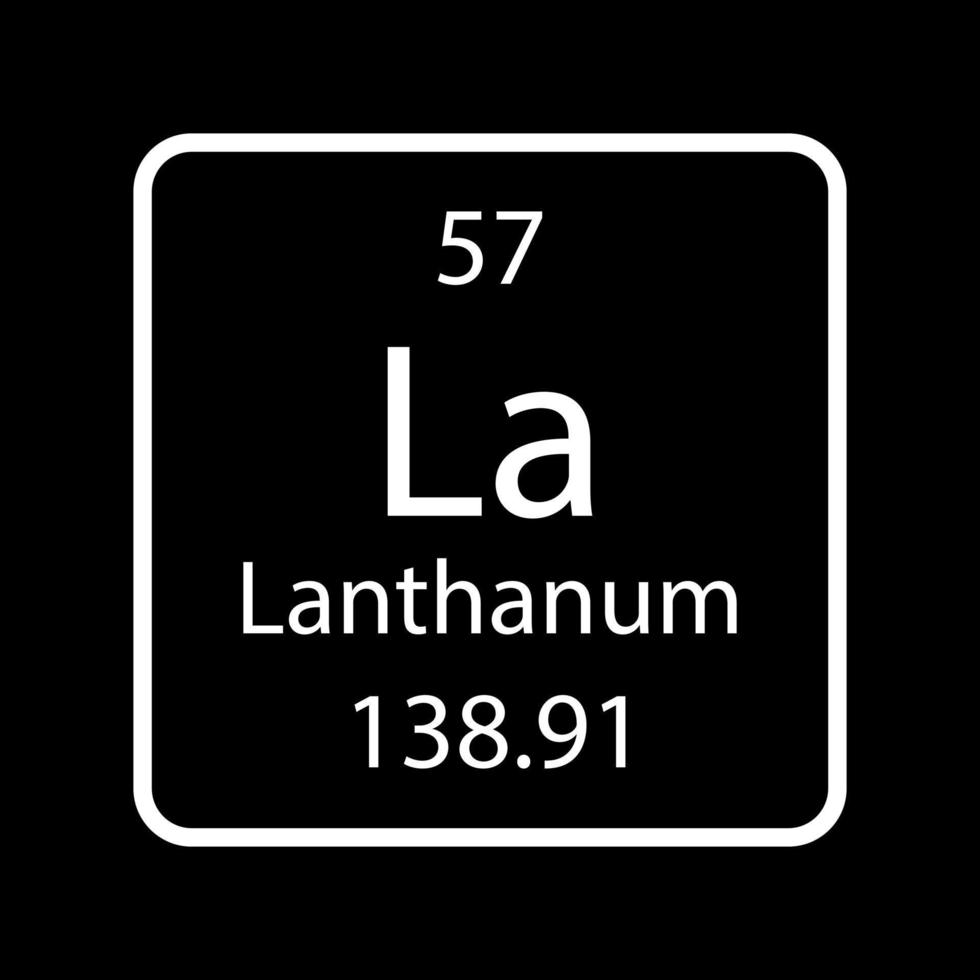 simbolo del lantanio. elemento chimico della tavola periodica. illustrazione vettoriale. vettore