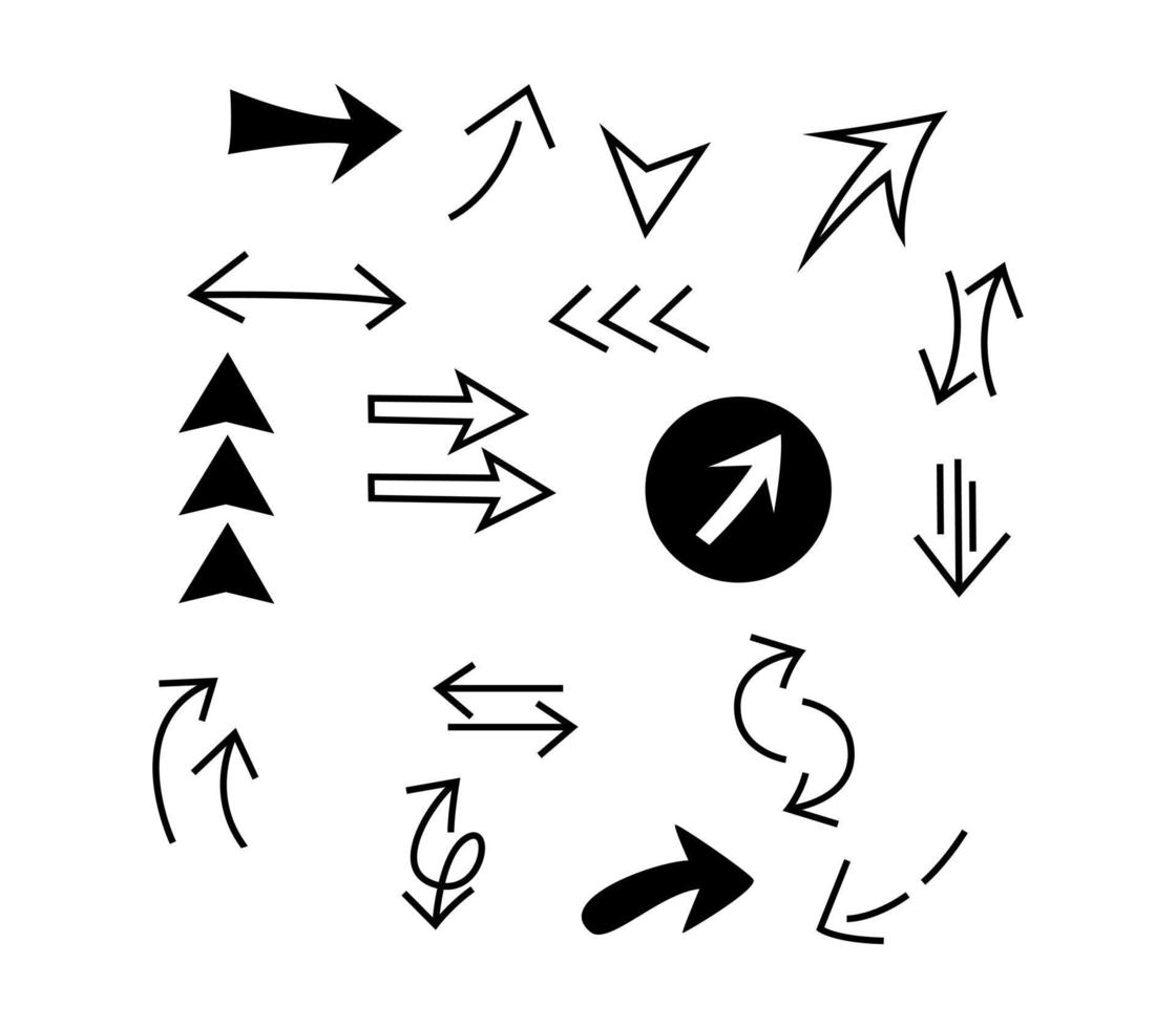 impostato di casuale frecce isolato su un' bianca sfondo. azione illustrazione vettore