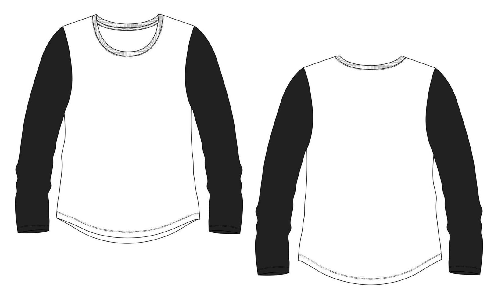 rilassare in forma lungo manica maglietta complessivamente tecnico moda piatto schizzo vettore modello per Da donna