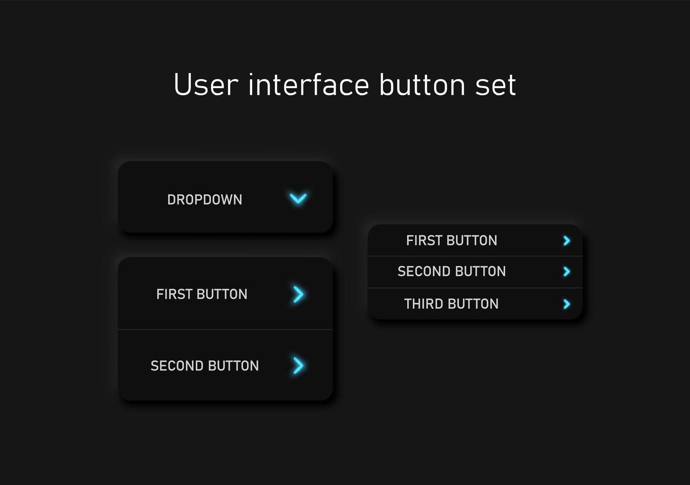 set di pulsanti dell'interfaccia utente nero molto dettagliati vettore