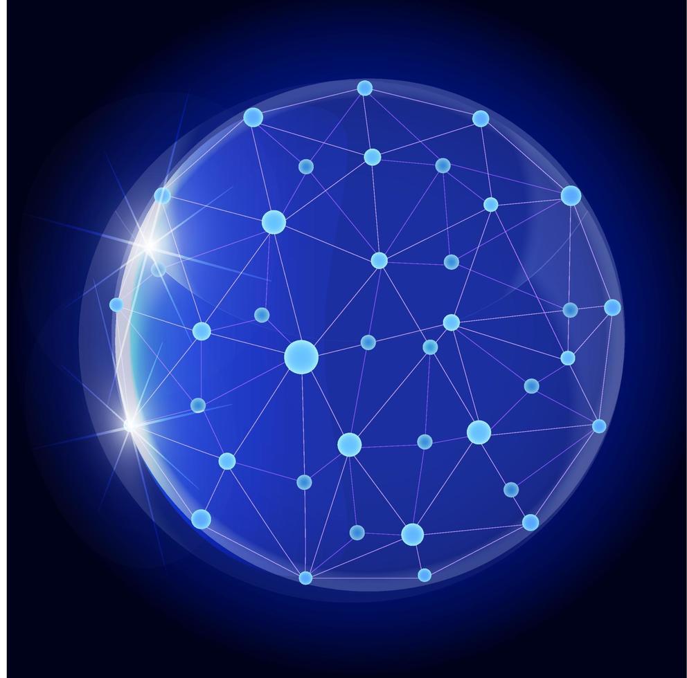 sfera proteggere futuro 3d shield.network la zona. tecnologia sfera di digitale sfondi. nube tecnologia vettore illustrazione. sfera scudo vettore illustrazione.