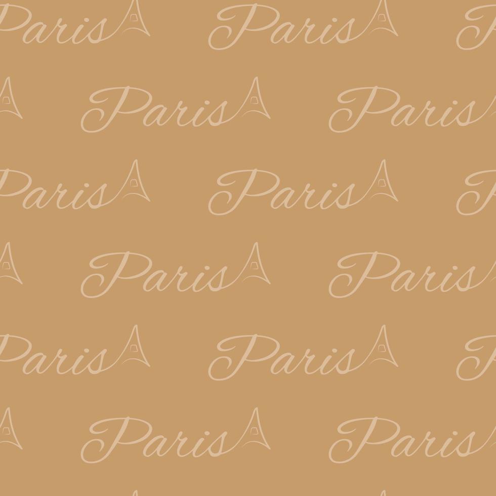 Parigi città senza soluzione di continuità modello. beige Marrone sfondo. tessuto Stampa modello con testo. vettore