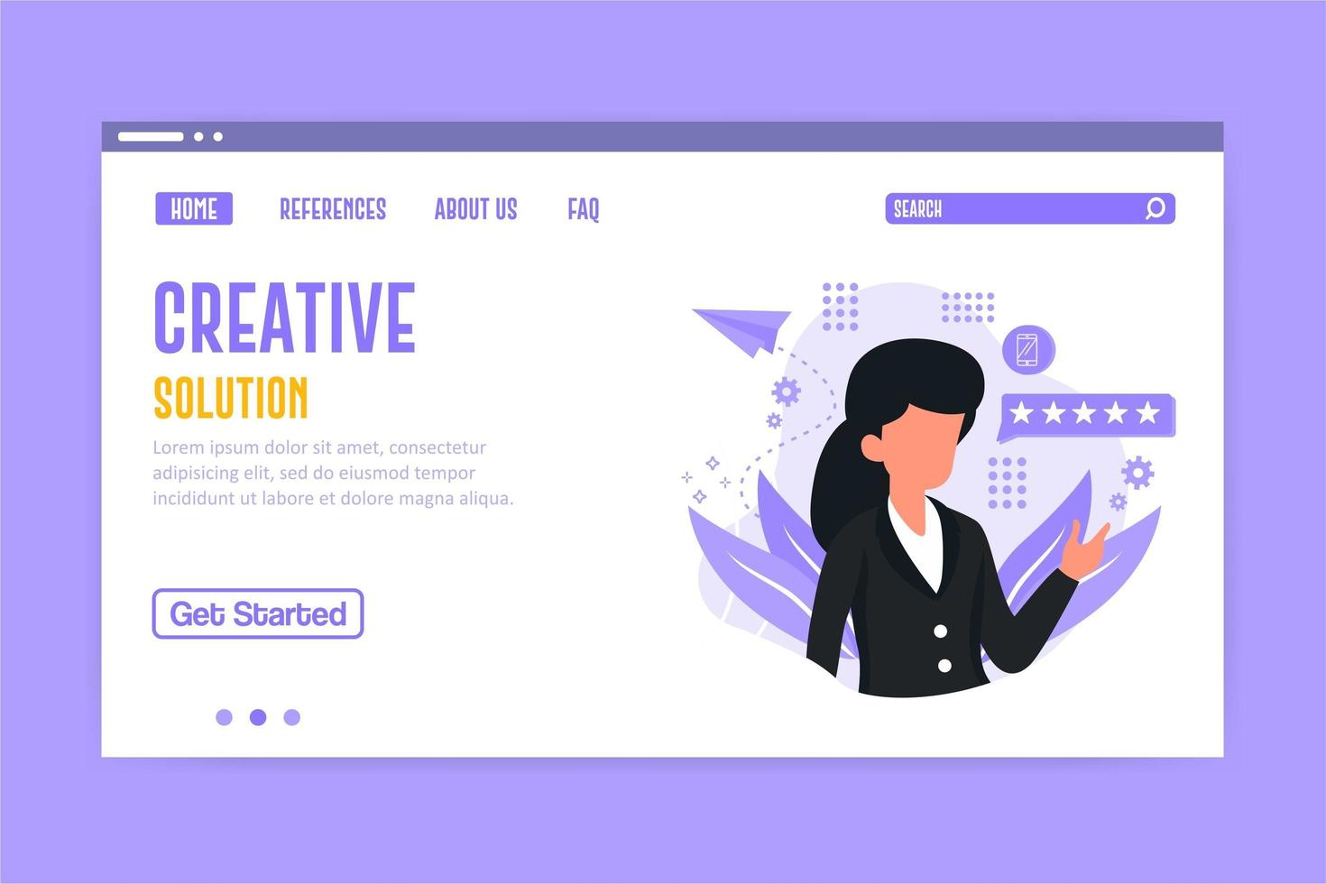 landing page della soluzione creativa vettore