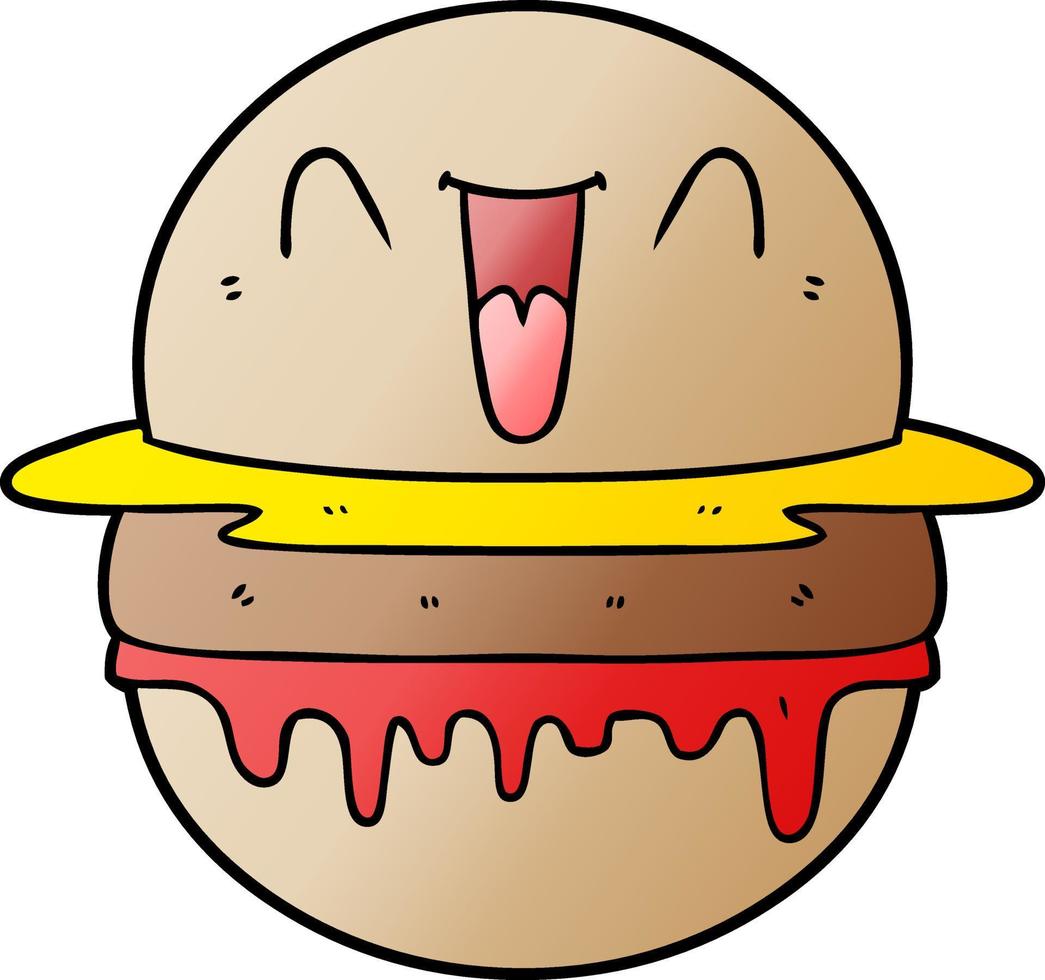 cartone animato contento hamburger vettore