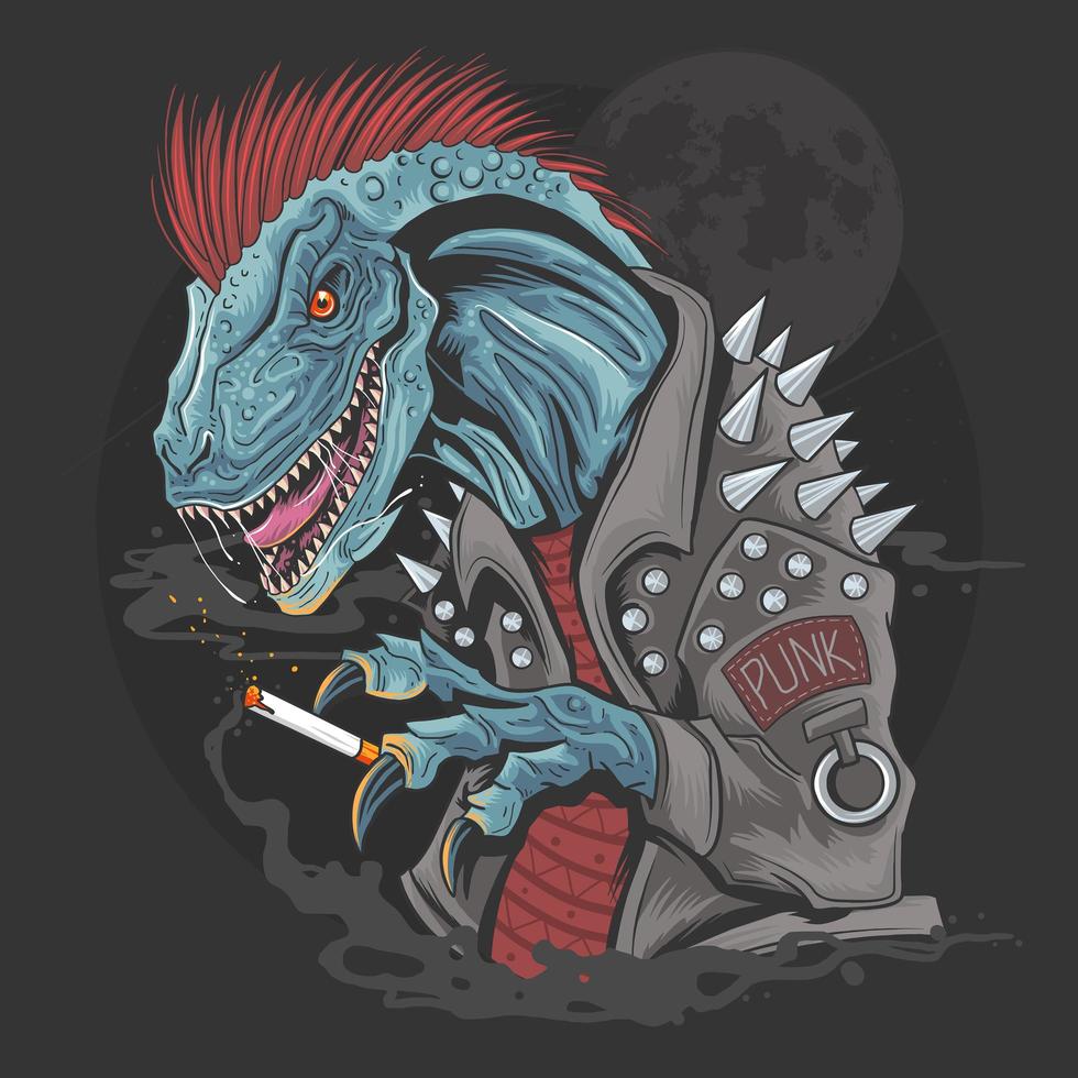 dinosauro punk raptor vettore