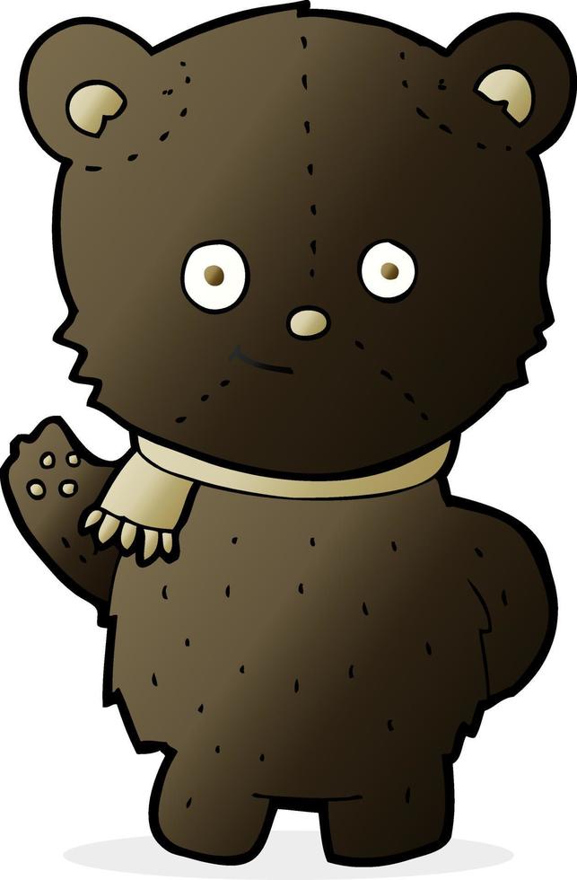 carino cartone animato nero orso agitando vettore