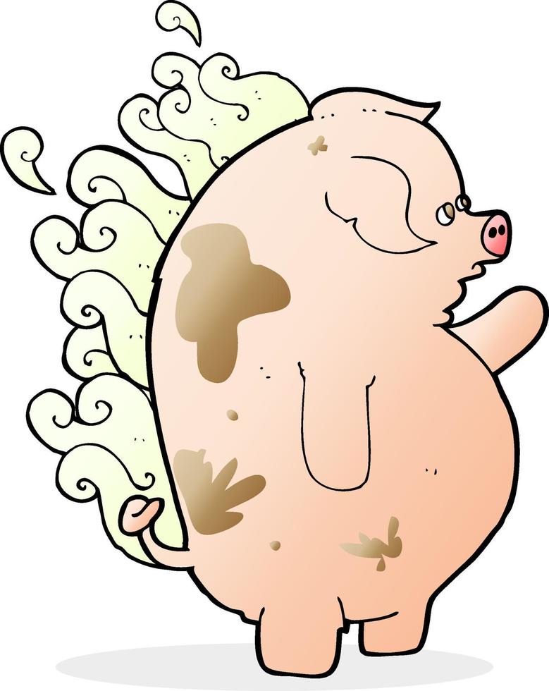 cartone animato Grasso puzzolente maiale vettore