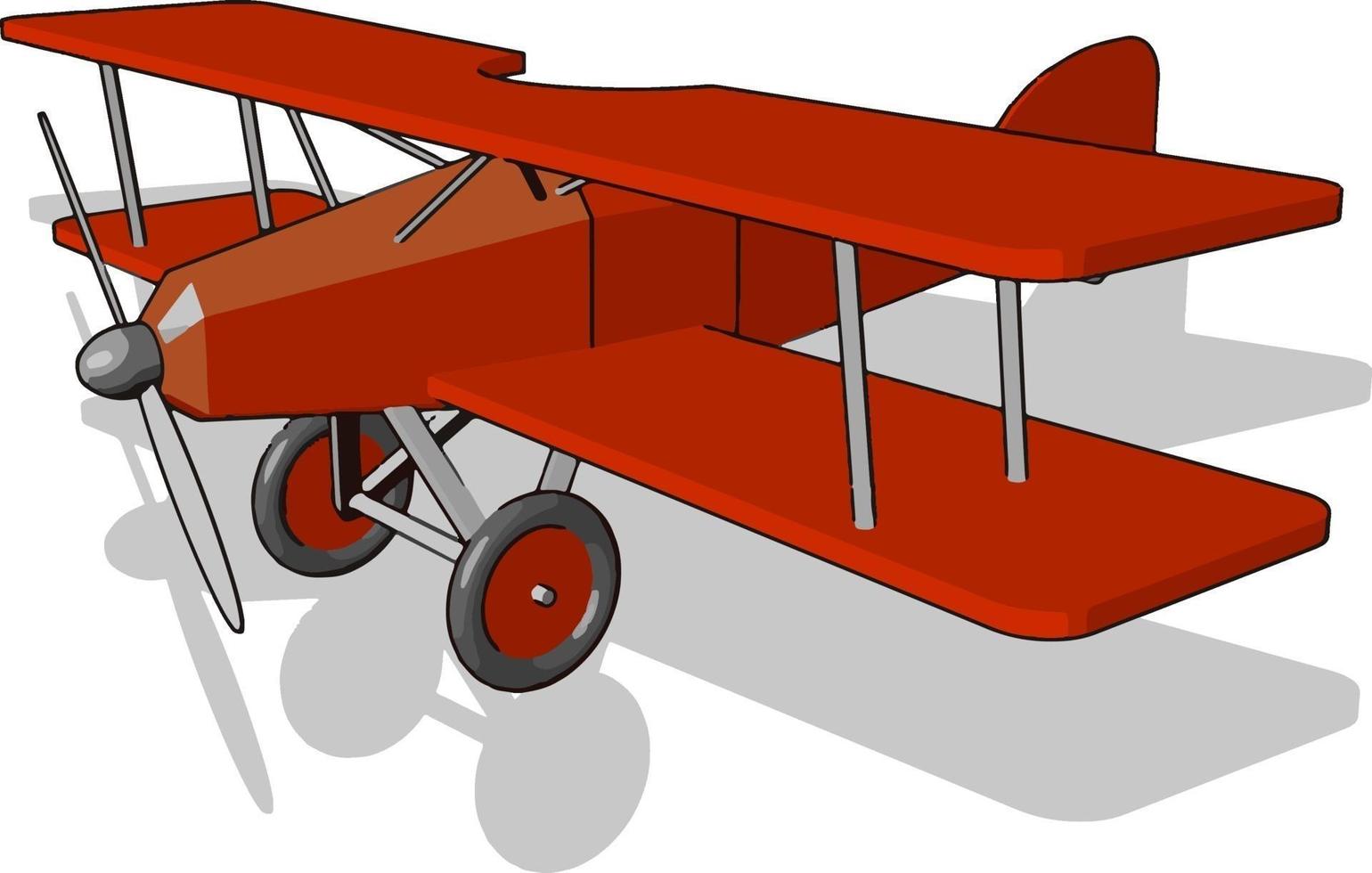 rosso aereo giocattolo, illustrazione, vettore su bianca sfondo.