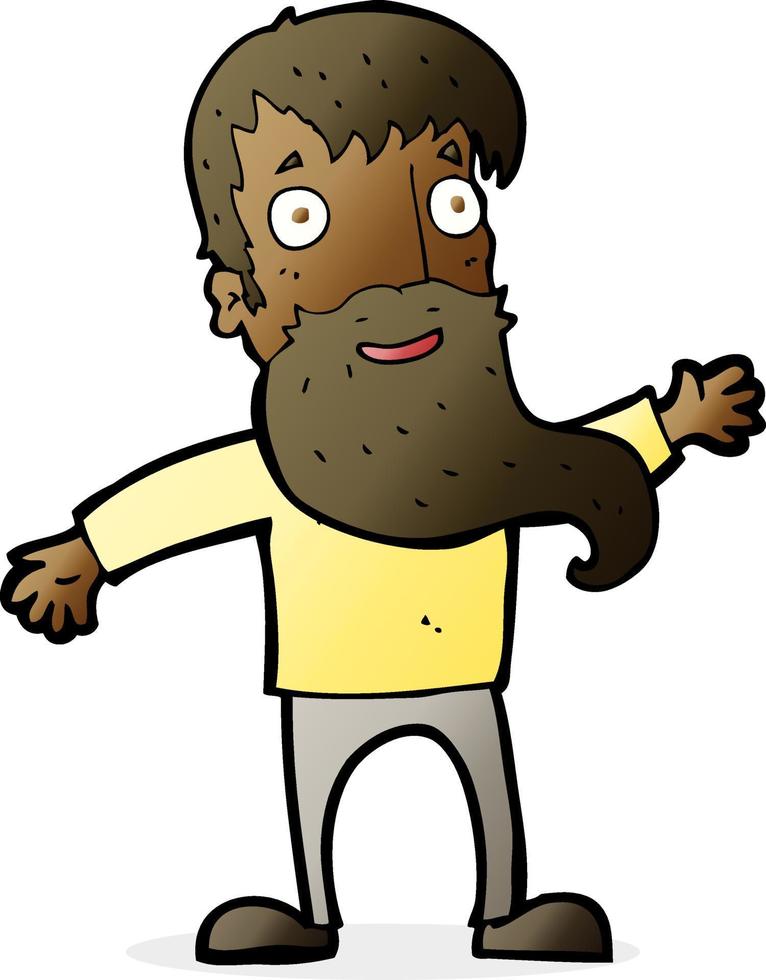 cartone animato uomo con la barba agitando vettore
