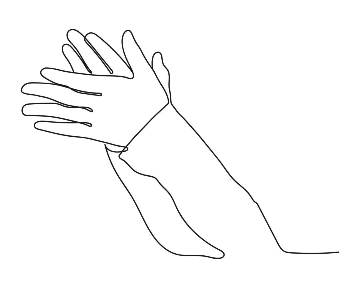 linea arte vettore illustrazione di mani. mani battendo le mani, concetto di applausi e acclamazione. vettore continuo illustrazione isolato su bianca sfondo.
