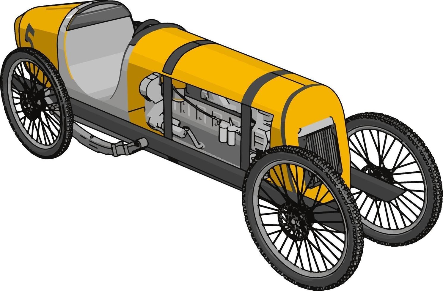 giallo antico macchina, illustrazione, vettore su bianca sfondo.