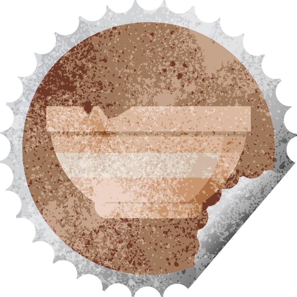 Cracked ciotola grafico vettore illustrazione il giro etichetta francobollo