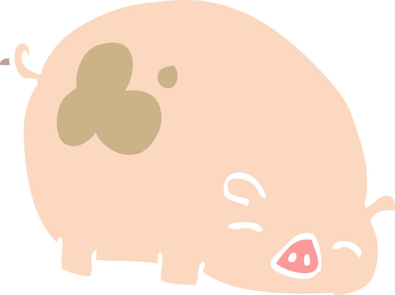 piatto colore illustrazione cartone animato maiale vettore