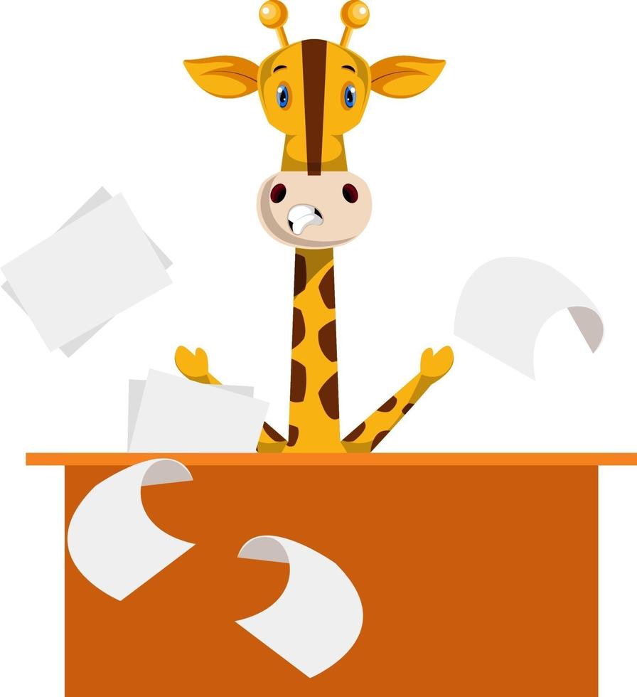 giraffa Lavorando, illustrazione, vettore su bianca sfondo.