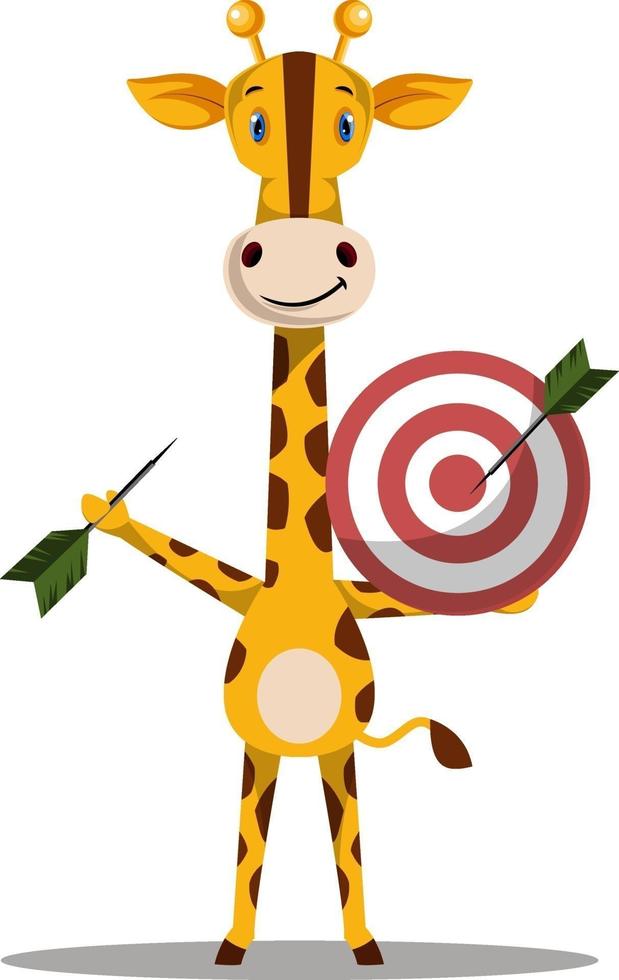 giraffa con obbiettivo, illustrazione, vettore su bianca sfondo.