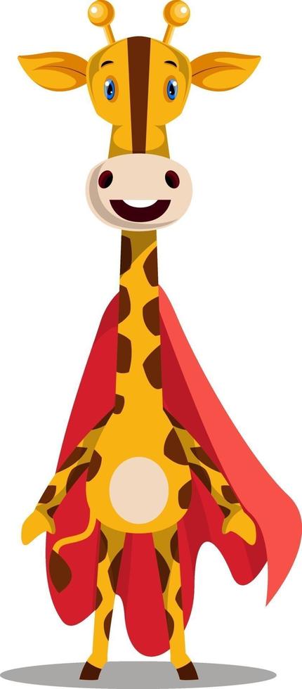 giraffa con rosso mantello, illustrazione, vettore su bianca sfondo.