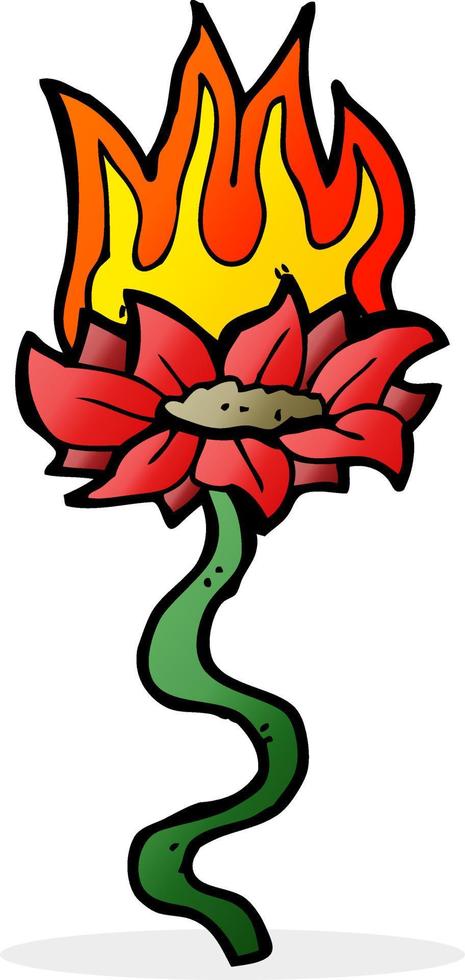 cartone animato fiore su fuoco vettore
