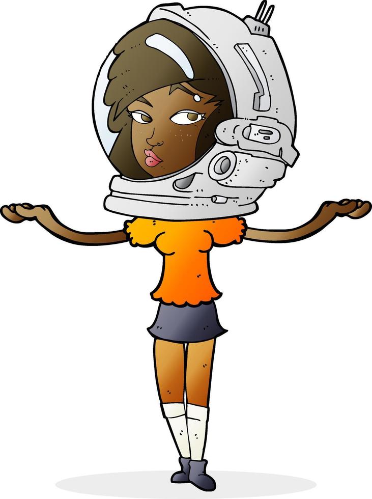 donna del fumetto che indossa il casco spaziale vettore