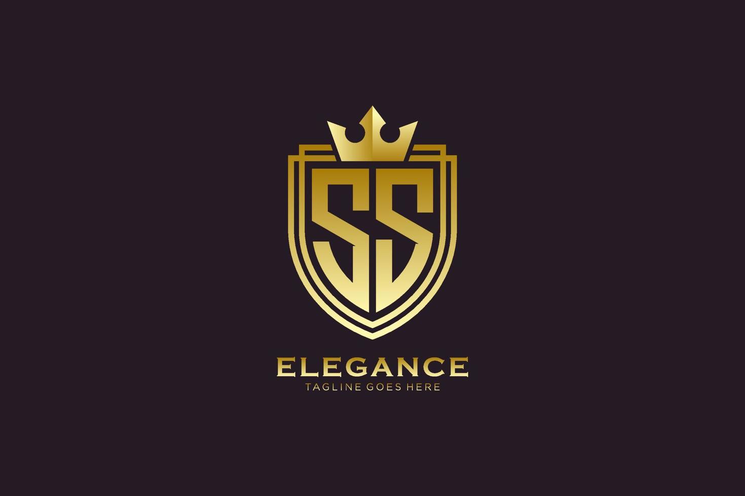 iniziale ss elegante lusso monogramma logo o distintivo modello con pergamene e reale corona - Perfetto per lussuoso il branding progetti vettore