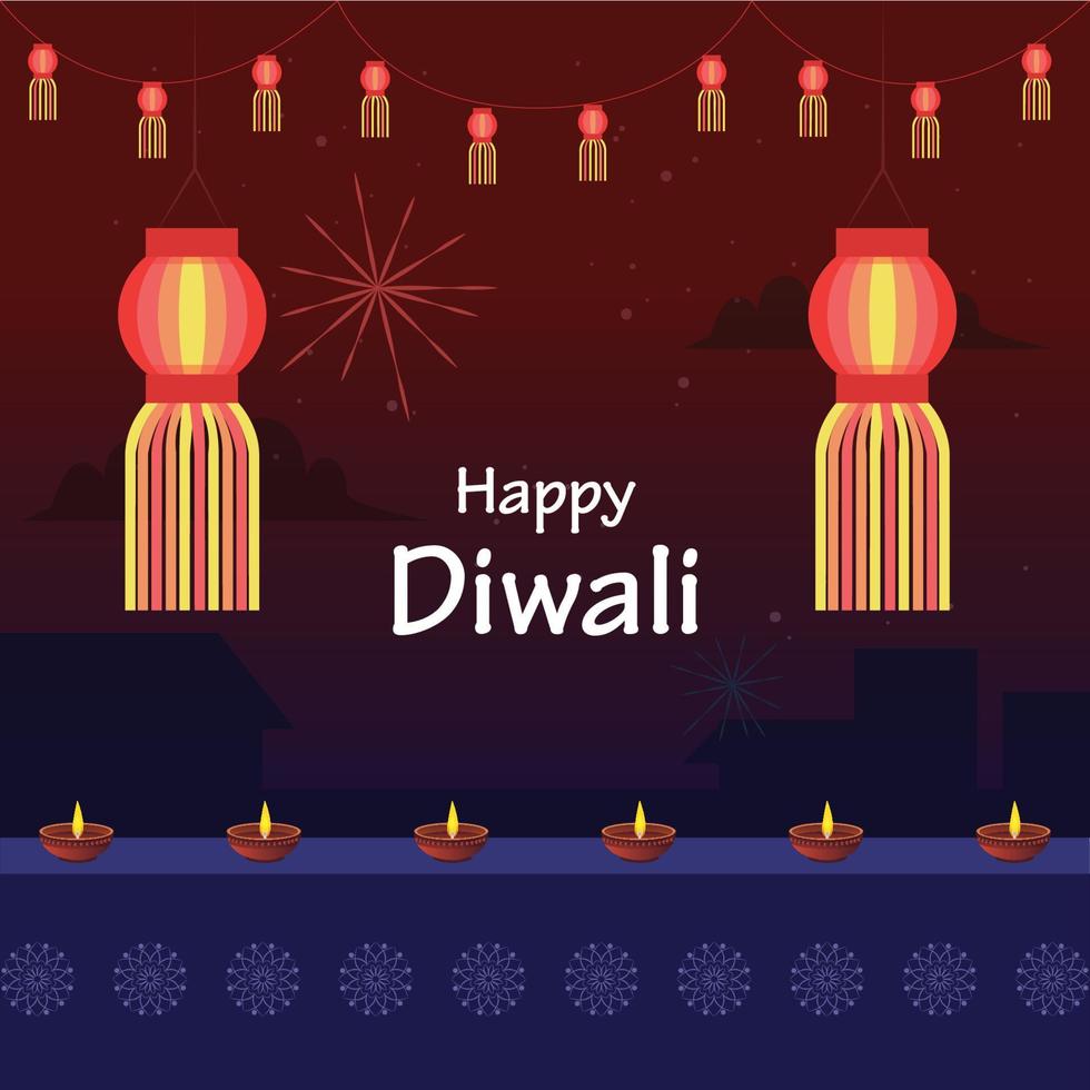 contento Diwali auguri gratuito vettore