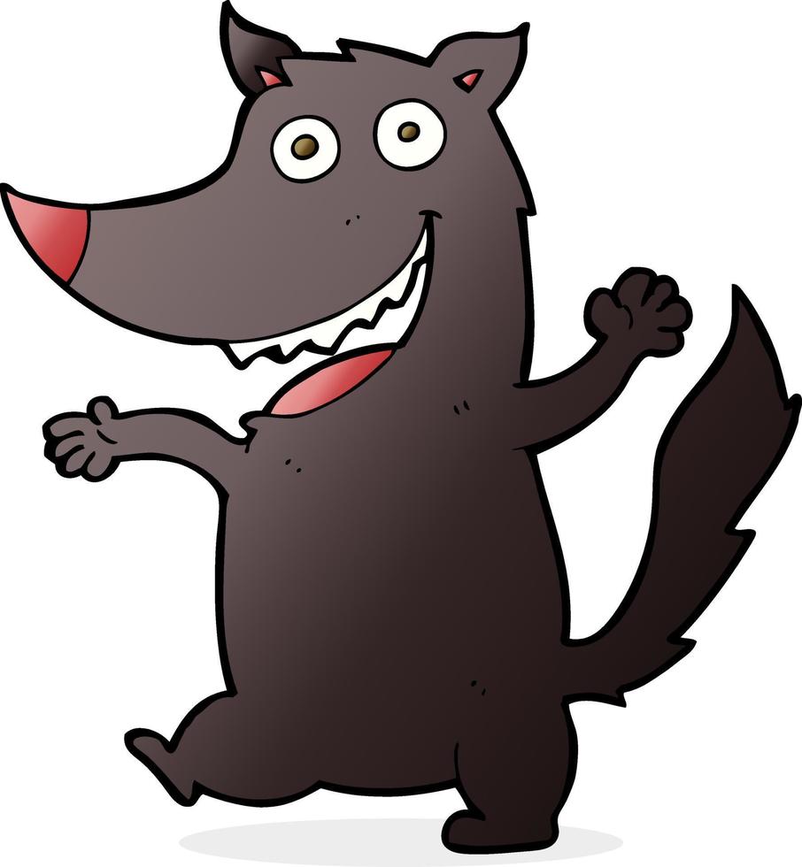 cartone animato lupo felice vettore