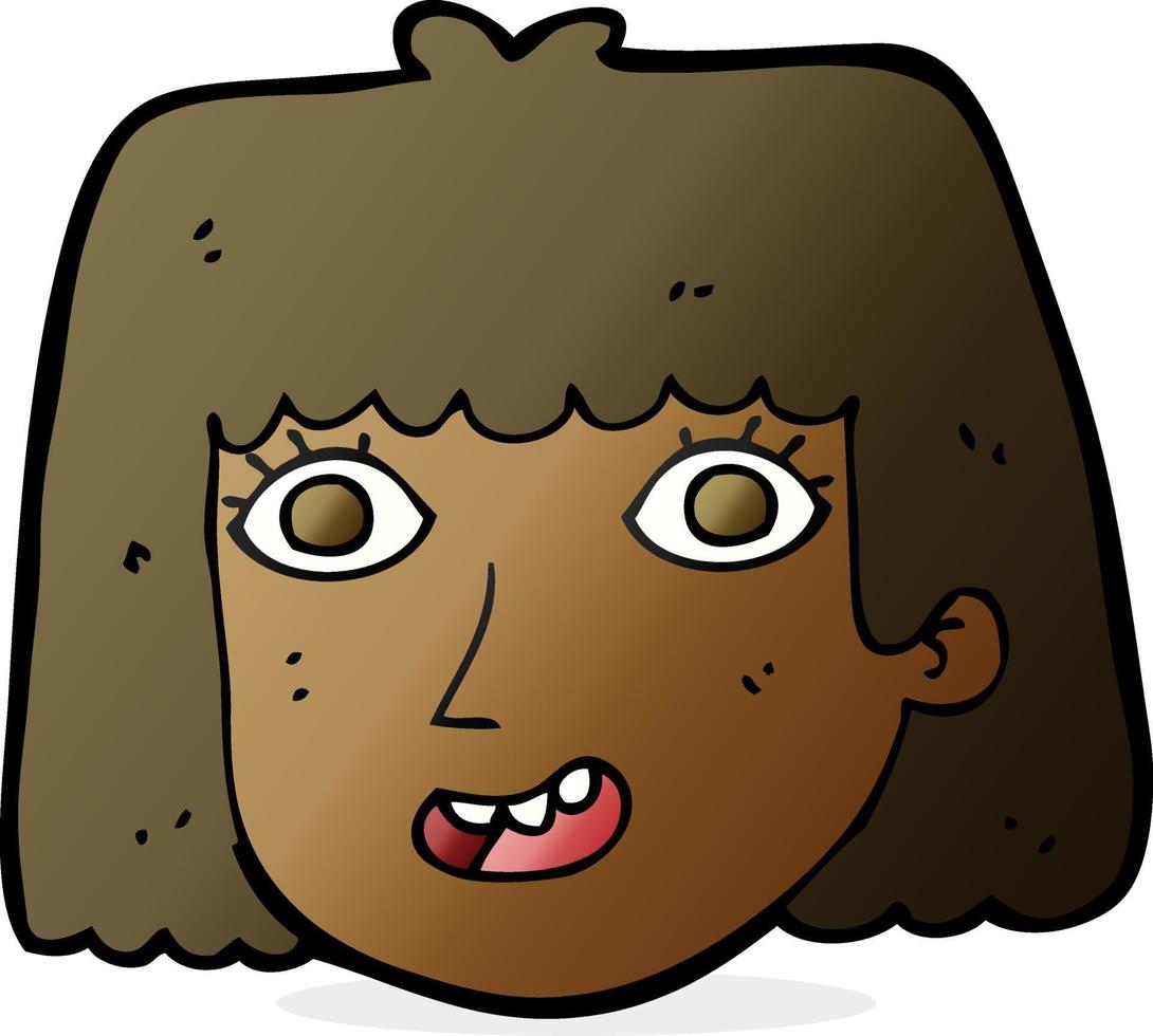 cartone animato volto femminile felice vettore