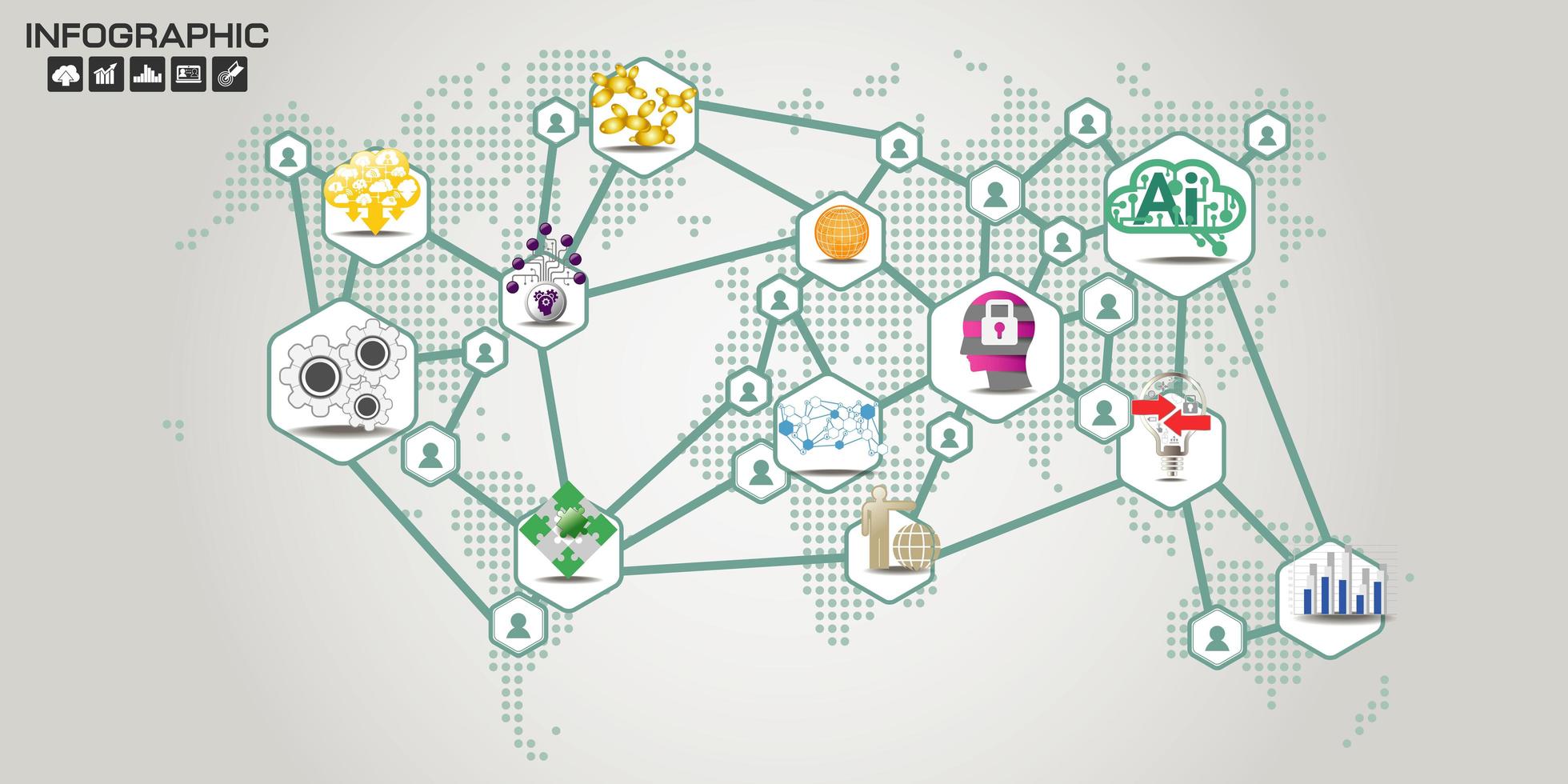 persone connessione mappa del mondo infografica vettore