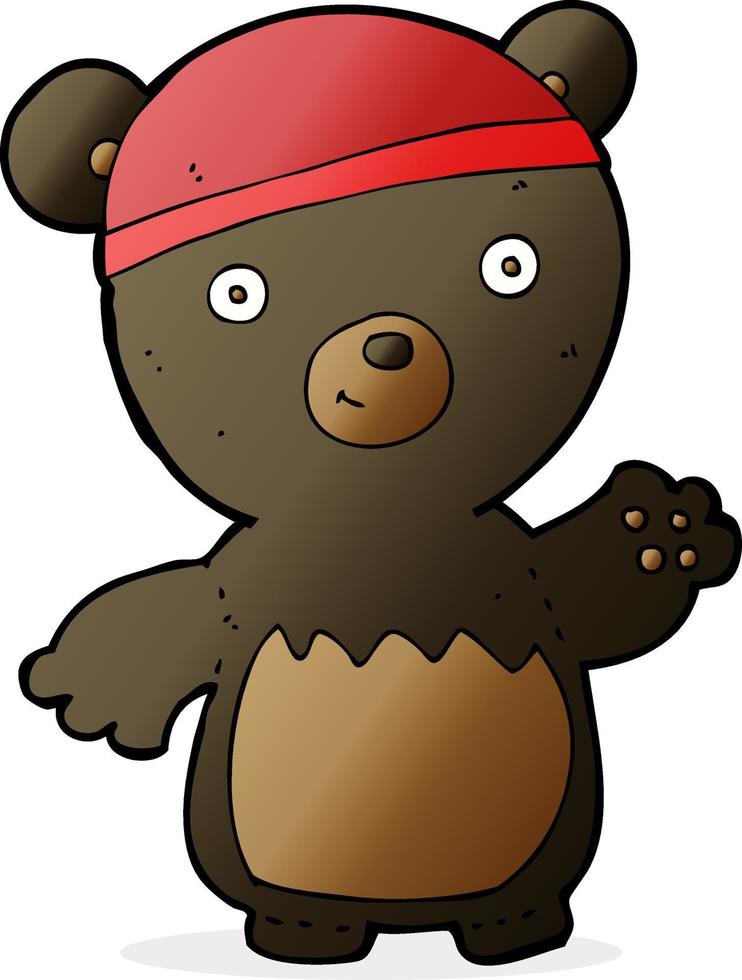 cartone animato nero orso indossare cappello vettore