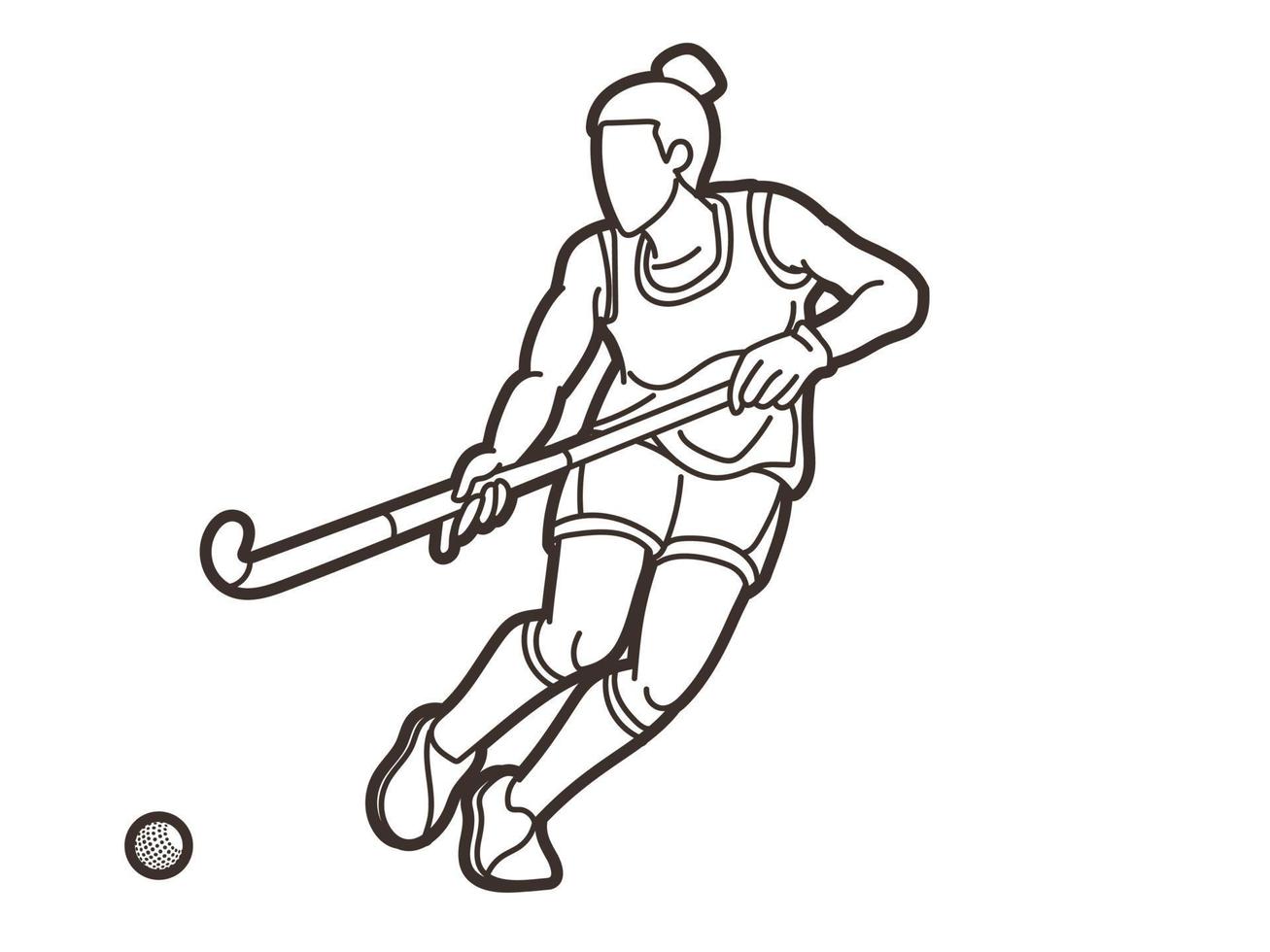 campo hockey sport femmina giocatore azione vettore