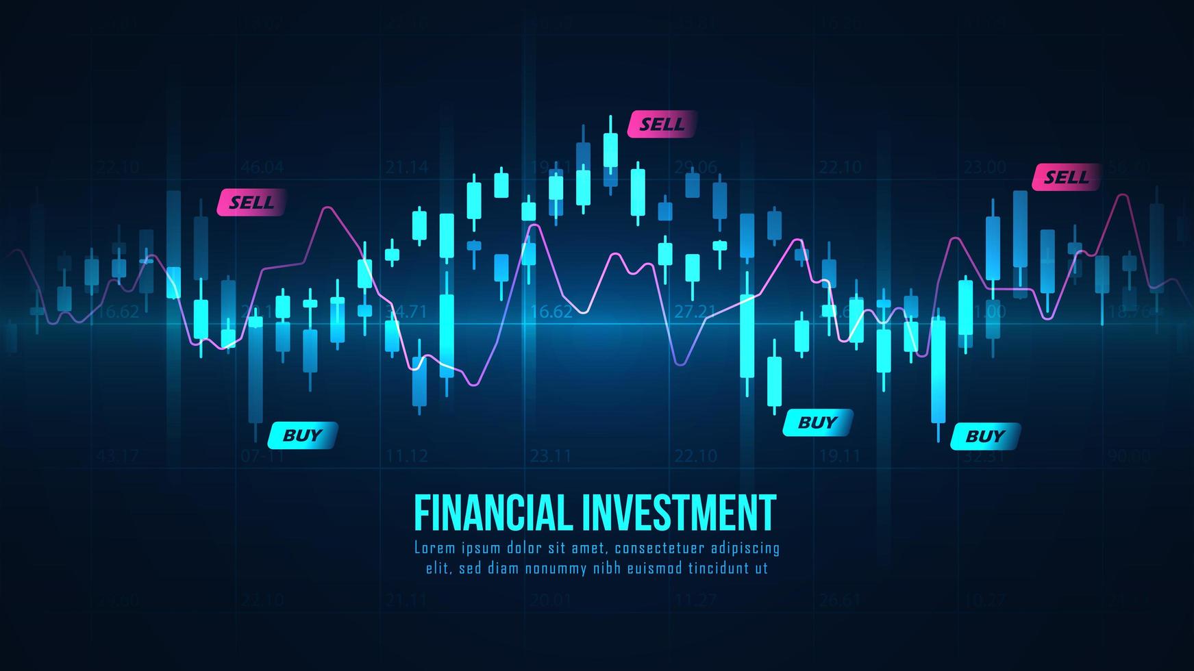 forex del mercato azionario grafico incandescente vettore